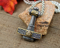 Thor's Hammer Viking Necklace | Valknut Pendant | Norse Jewelry | Viking Pendant | Norse Necklace | Valknut Mjolnir Pendant | Viking Jewelry