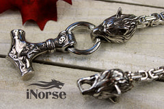 Odin's Wolves Viking Necklace | Norse Jewelry | Fenrir Necklace | Mjolnir Pendant | Norse Necklace | Geri & Freki | Odin | Viking Jewelry