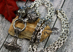 Wolves Of Odin Viking Necklace | Norse Jewelry | Mjolnir Necklace | Norse Necklace | Geri & Freki Jewelry | Thor Necklace | Viking Jewelry