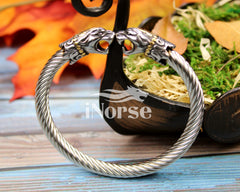 Odin's Wolves Viking Bracelet | Fenrir Armring | Norse Jewelry | Viking Torc | Nordic Wristband | Norse Bracelet | Gothic | Viking Jewelry