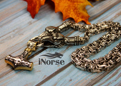 Ravens Of Odin Viking Necklace | Norse Jewelry | Mjolnir Pendant | Thor's Hammer | Hugin & Munin Necklace| Norse Pendant | Viking Jewelry