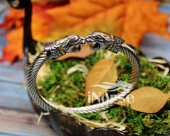 Odin's Wolves Viking Bracelet | Fenrir Armring | Norse Jewelry | Viking Torc | Nordic Wristband | Norse Bracelet | Gothic | Viking Jewelry