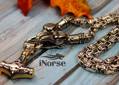 Ravens Of Odin Viking Necklace | Norse Jewelry | Mjolnir Pendant | Thor's Hammer | Hugin & Munin Necklace| Norse Pendant | Viking Jewelry