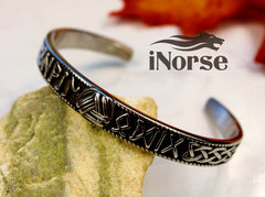 Rune Viking Bracelet | Valknut Bangle | Norse Jewelry | Viking Torque | Valknut Bracelet | Rune Armring | Viking Bangle | Futhark Runes | Norse Bracelet | Viking Jewelry