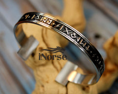 Rune Viking Bracelet | Norse Jewelry | Viking Bangle | Norse Bracelet | Viking Torc | Futhark Runes Armband | Norse Armring | Viking Jewelry