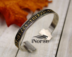 Rune Viking Bracelet | Norse Jewelry | Viking Bangle | Norse Bracelet | Viking Torc | Futhark Runes Armband | Norse Armring | Viking Jewelry