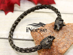 Odin's Wolves Viking Bracelet | Norse Jewelry | Geri & Freki Bangle | Viking Armring | Gothic Torc | Fenrir Wolf Bracelet | Viking Jewelry