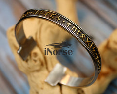 Rune Viking Bracelet | Norse Jewelry | Viking Bangle | Norse Bracelet | Viking Torc | Futhark Runes Armband | Norse Armring | Viking Jewelry