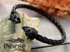 Odin's Wolves Viking Bracelet | Norse Jewelry | Geri & Freki Bangle | Viking Armring | Gothic Torc | Fenrir Wolf Bracelet | Viking Jewelry