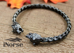 Odin's Wolves Viking Bracelet | Norse Jewelry | Geri & Freki Bangle | Viking Armring | Gothic Torc | Fenrir Wolf Bracelet | Viking Jewelry