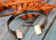 Rune Viking Bracelet | Norse Jewelry | Viking Bangle | Norse Bracelet | Viking Torc | Futhark Runes Armband | Norse Armring | Viking Jewelry