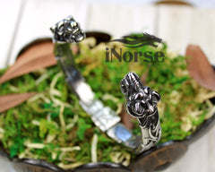 Odin's Wolves Viking Bracelet | Fenrir Wolf Bangle | Viking Armring | Norse Jewelry | Odin Oath Ring | Norse Torc | Gothic | Viking Jewelry