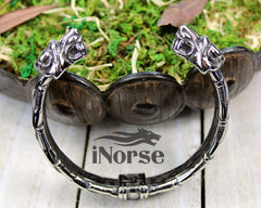Odin's Wolves Viking Bracelet | Fenrir Wolf Bangle | Viking Armring | Norse Jewelry | Odin Oath Ring | Norse Torc | Gothic | Viking Jewelry