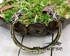 Odin's Wolves Viking Bracelet | Fenrir Wolf Bangle | Viking Armring | Norse Jewelry | Odin Oath Ring | Norse Torc | Gothic | Viking Jewelry